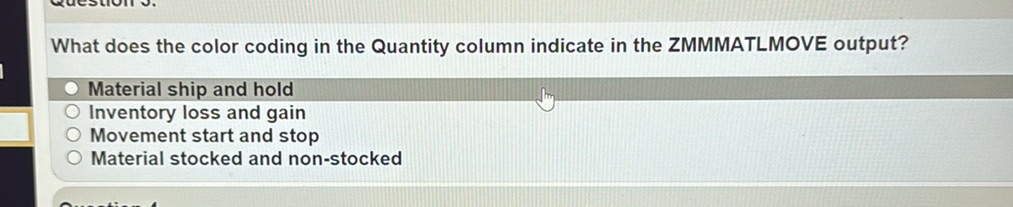 What does the color coding in the Quantity