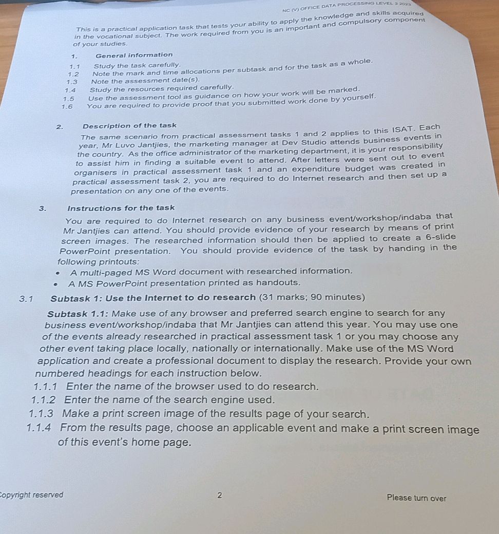 Instructions for the task You are required
