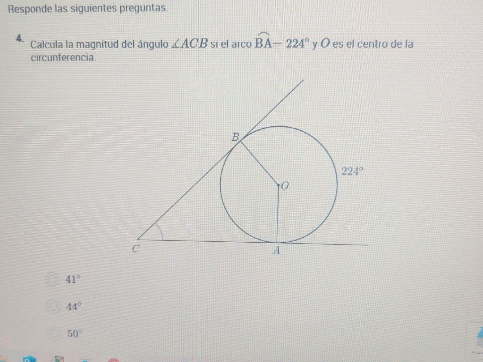 Calcula la magnitud del ángulo $ ACB$ si el | StudyX