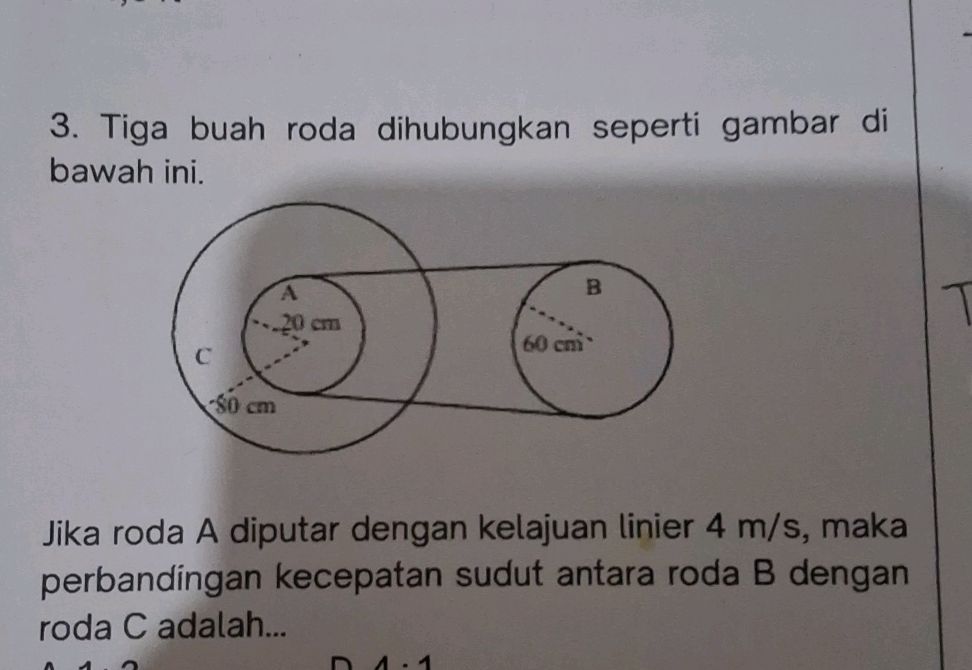 3. Tiga buah roda dihubungkan seperti gambar | StudyX