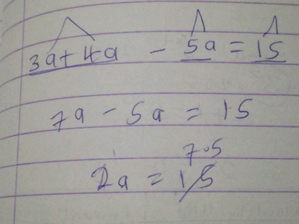 Solving for 'a' in the equation 3a + 4a - 5a | StudyX