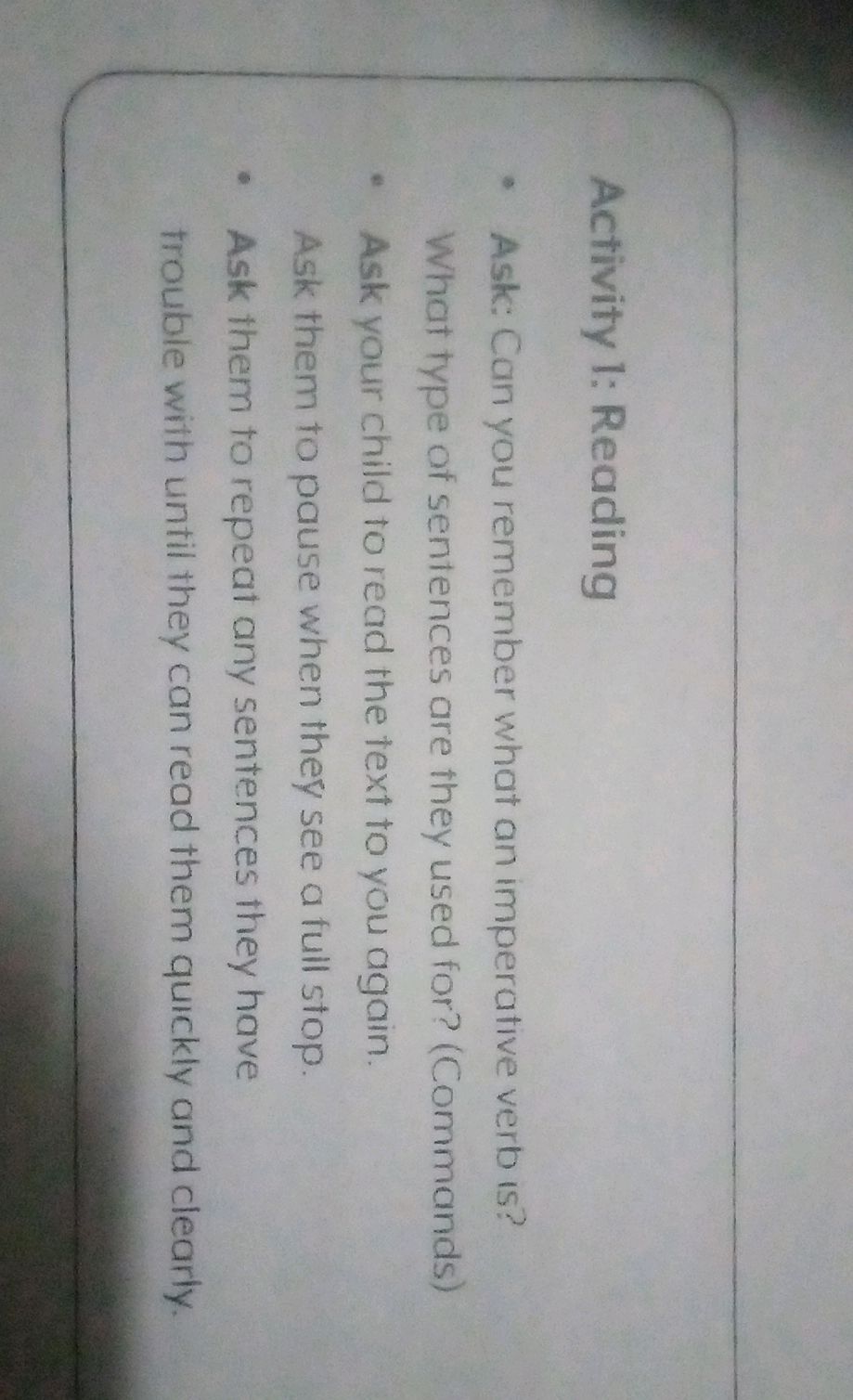 Activity 1: Reading Ask: Can you remember