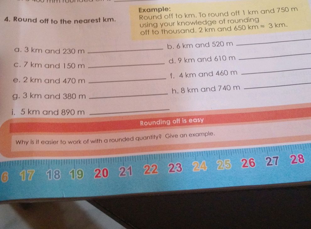 4. Round off to the nearest km. a. 3 km and | StudyX