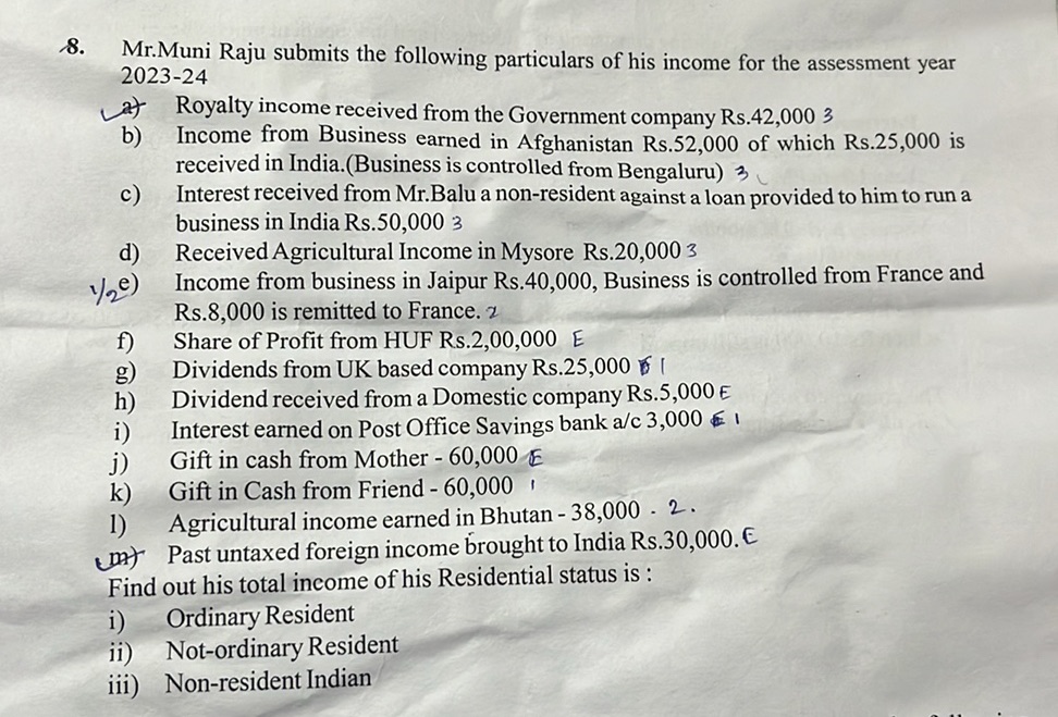 8. Mr.Muni Raju submits the following | StudyX