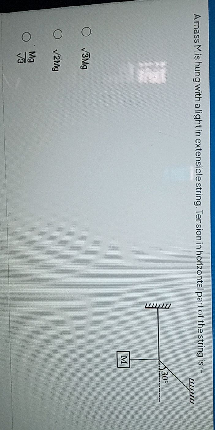 A mass M is hung with a light in extensible | StudyX