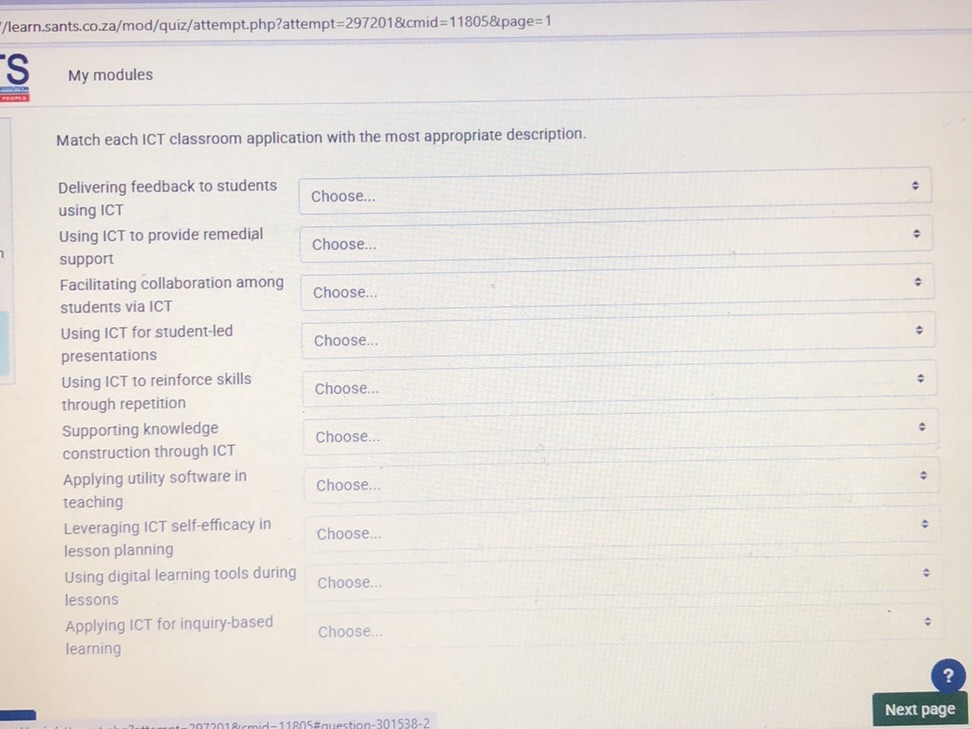 Ict Digital Learning Apps Match each ICT classroom application with