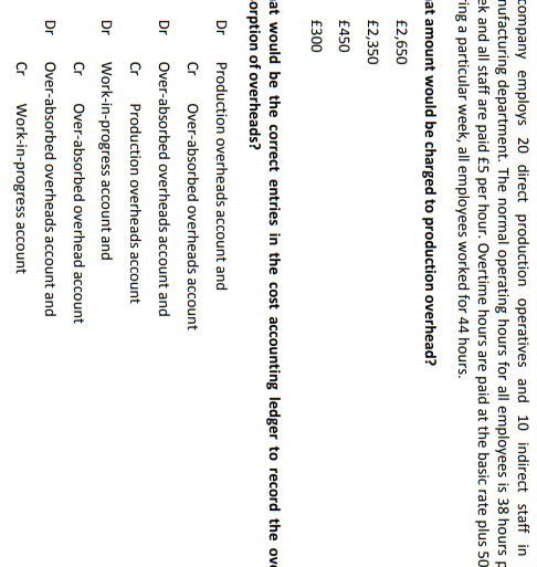 A company employs 20 direct production | StudyX