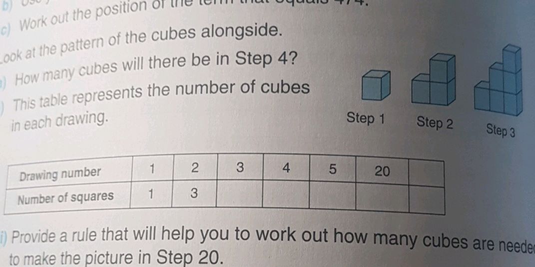 a) How many cubes will there be in Step 4? | StudyX