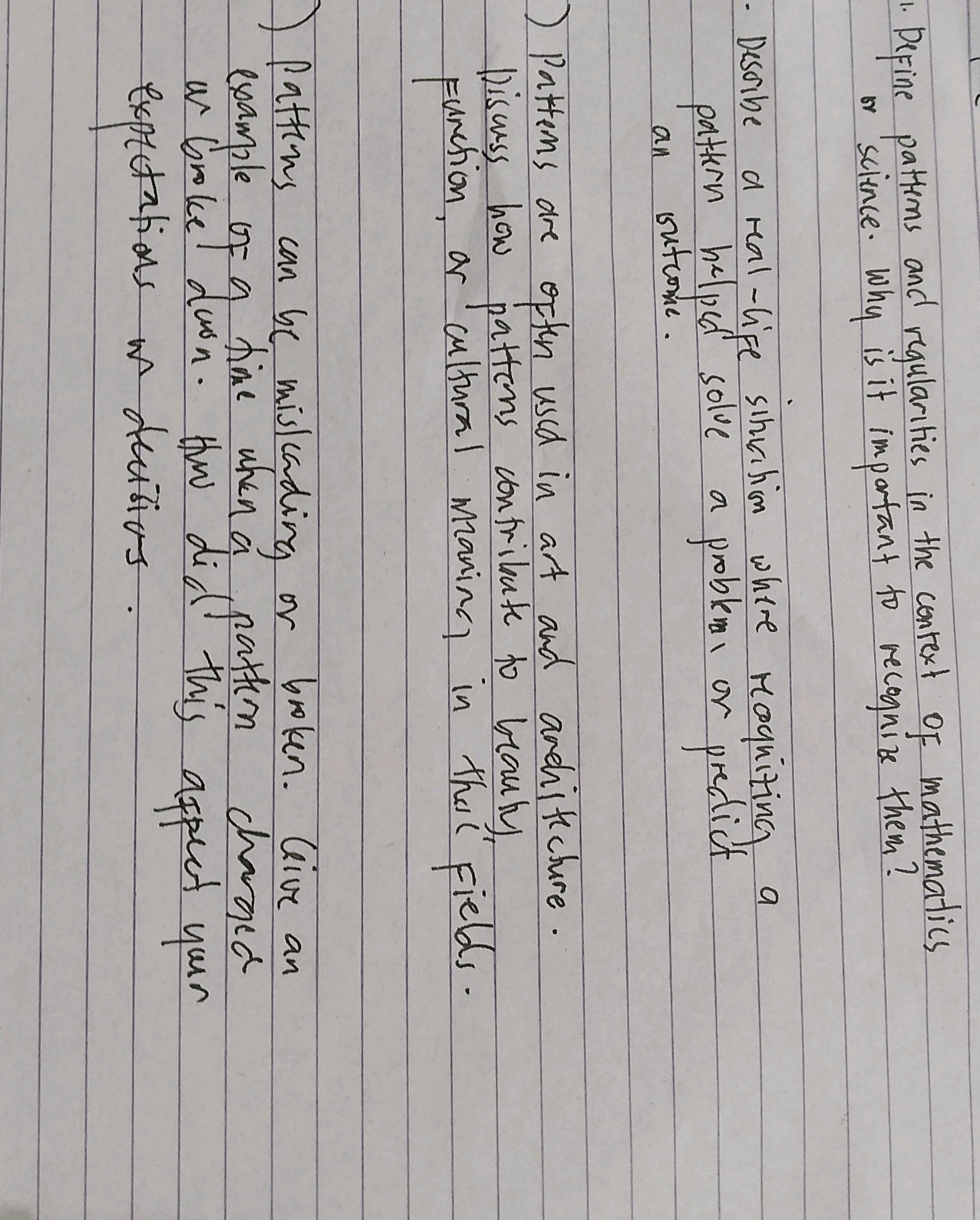 1. Define patterns and regularities in the | StudyX