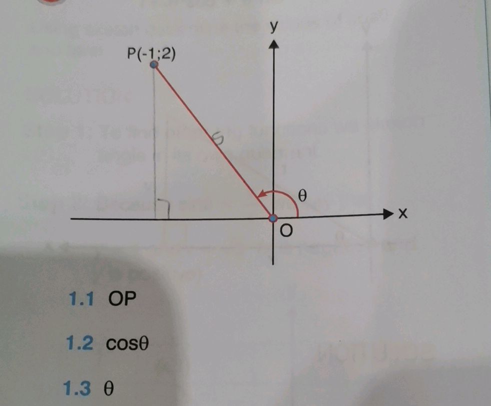 Calculating OP, cosθ, and θ in Coordinate