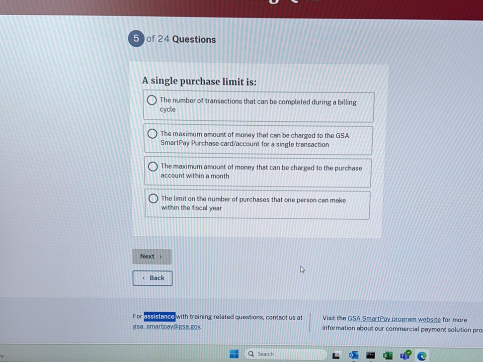 A single purchase limit is: The number of
