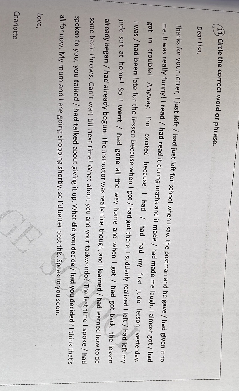 11 Circle the correct word or phrase. Dear | StudyX