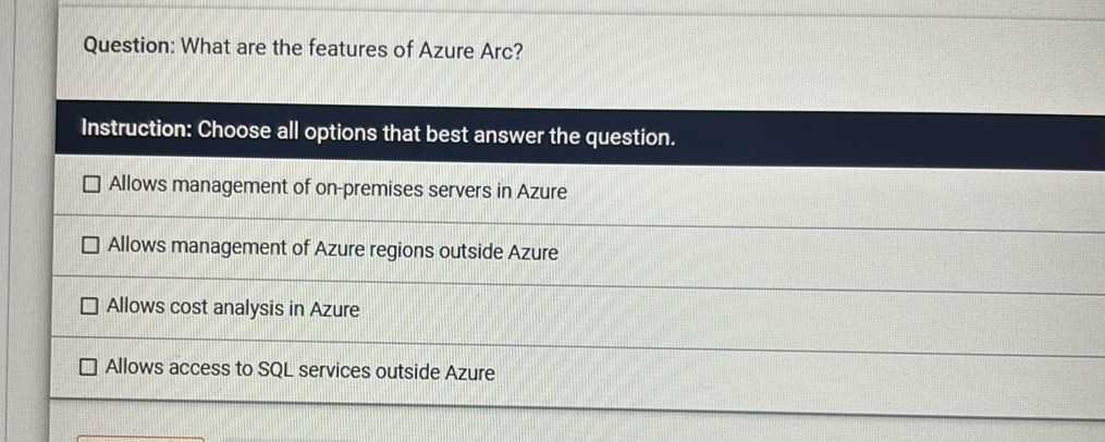 Question: What are the features of Azure
