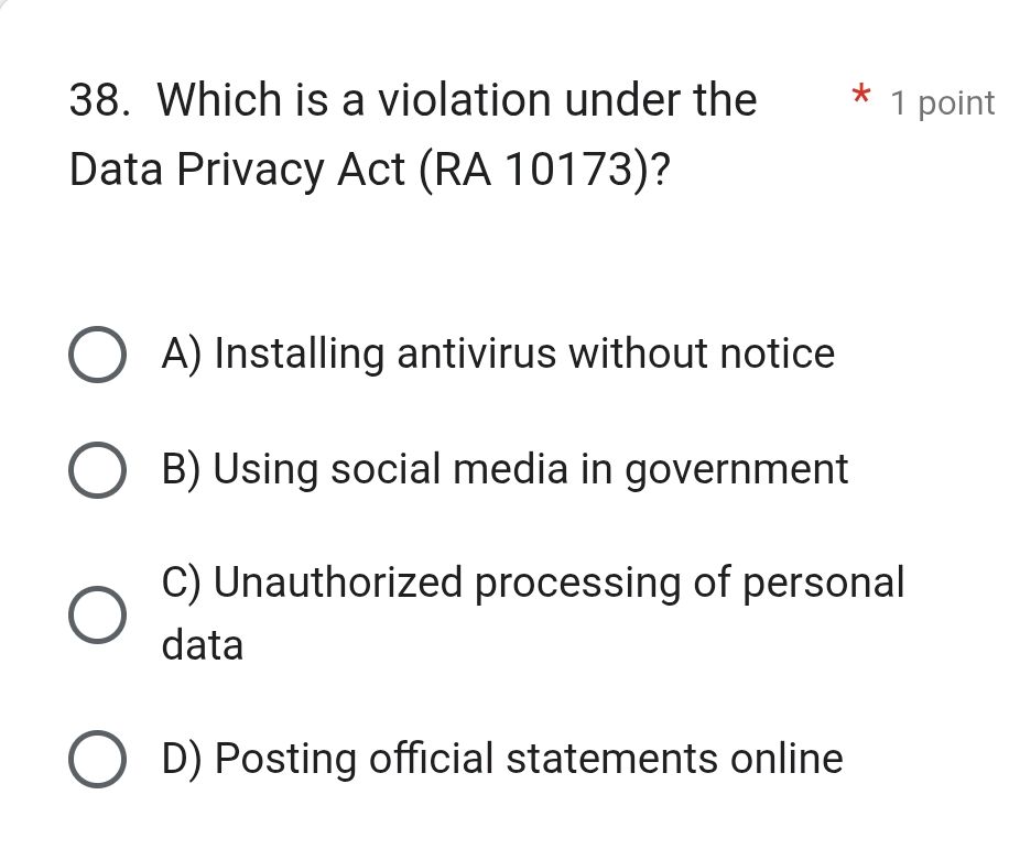 Which is a violation under the Data Privacy
