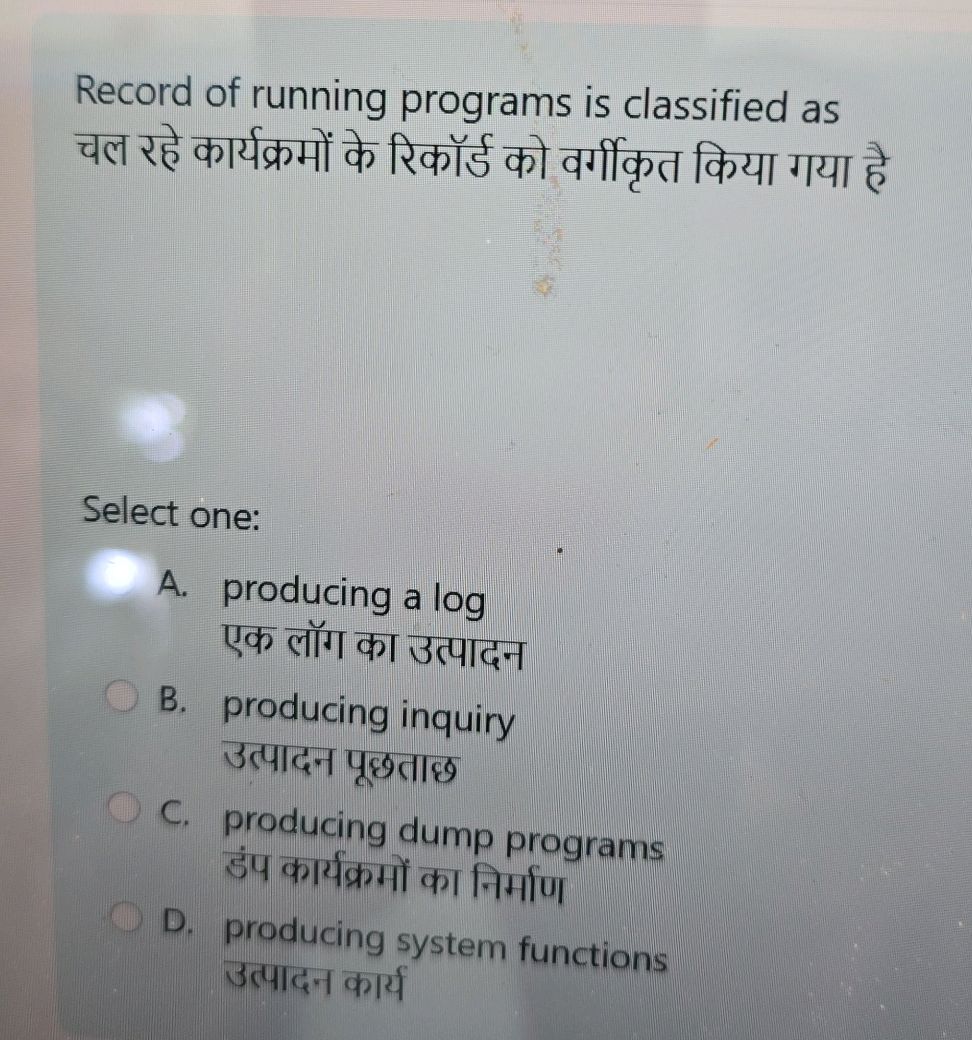 Record of running programs is classified as
