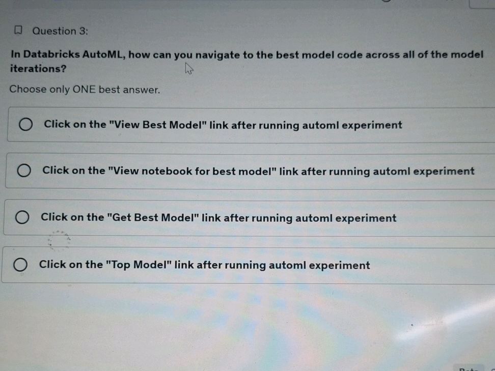 Databricks Automl Classification Question 3: In Databricks AutoML, how can