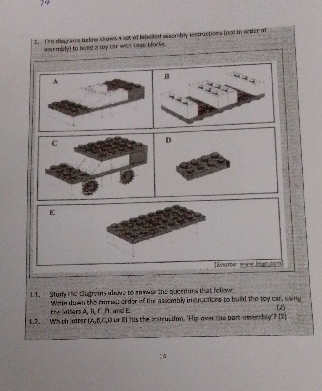 The diagrams below shows a set of labelled