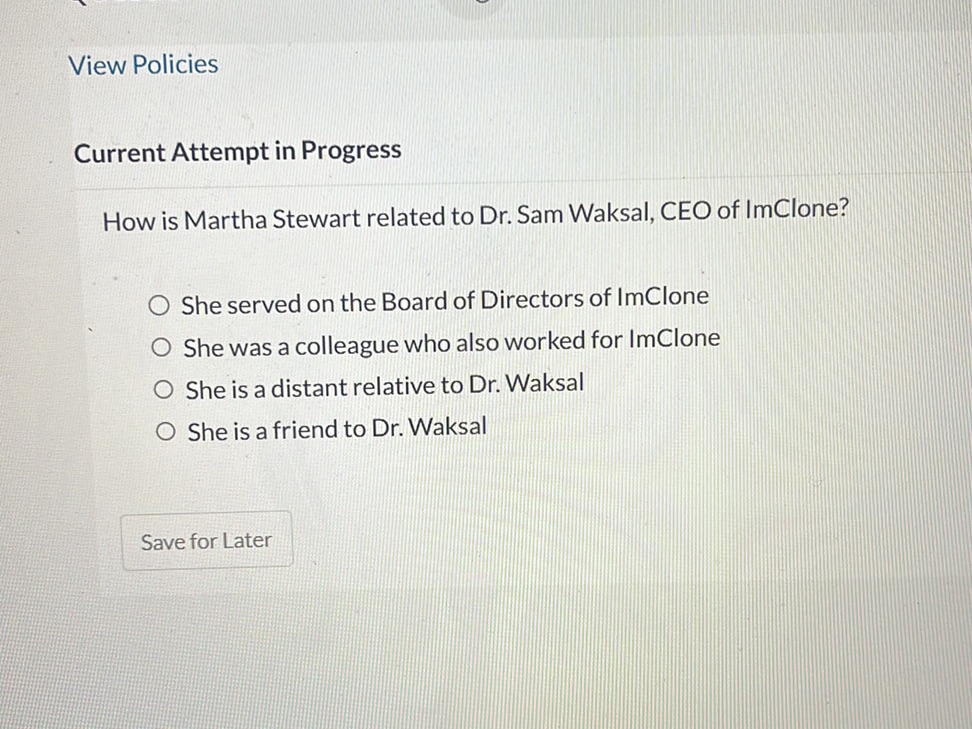 Imclone How is Martha Stewart related to Dr. Sam
