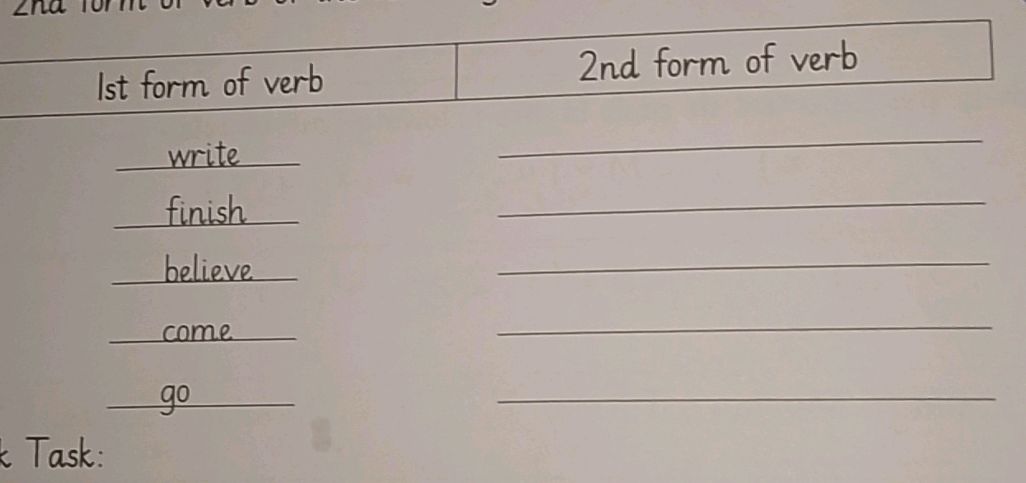 2nd Form | 1st form of verb | 2nd form of verb | | StudyX