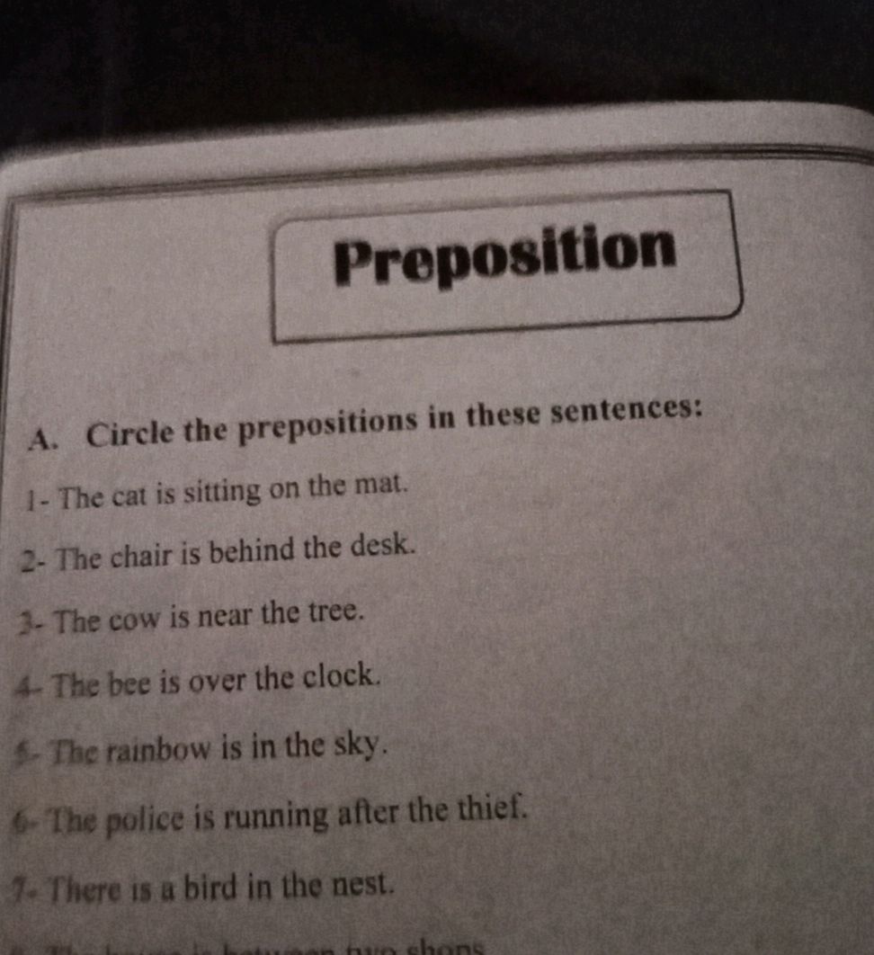 A. Circle the prepositions in these | StudyX