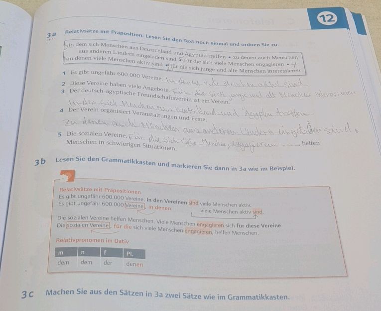 3a Relativsätze mit Präposition. Lesen Sie | StudyX