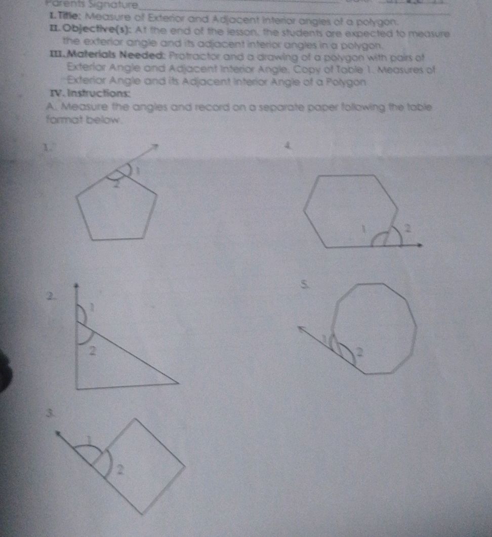 Measure the angles of the polygons and