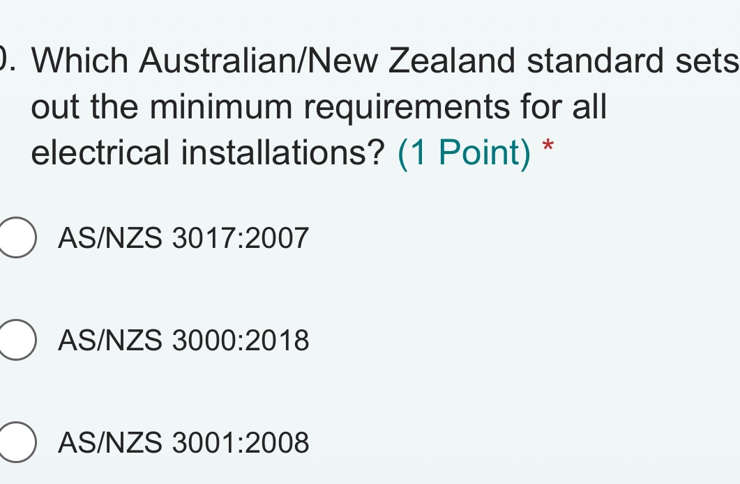 Which Australian/New Zealand standard sets