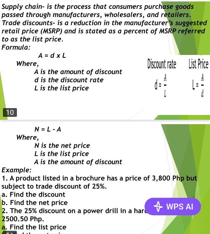 Formula: $A = d L$ Where, $A$ is the amount