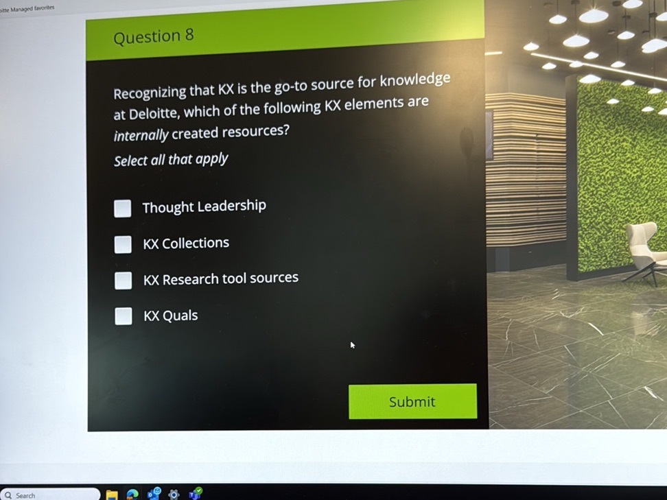Question 8 Recognizing that KX is the go-to