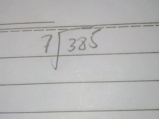 Division problem 385 divided by 7