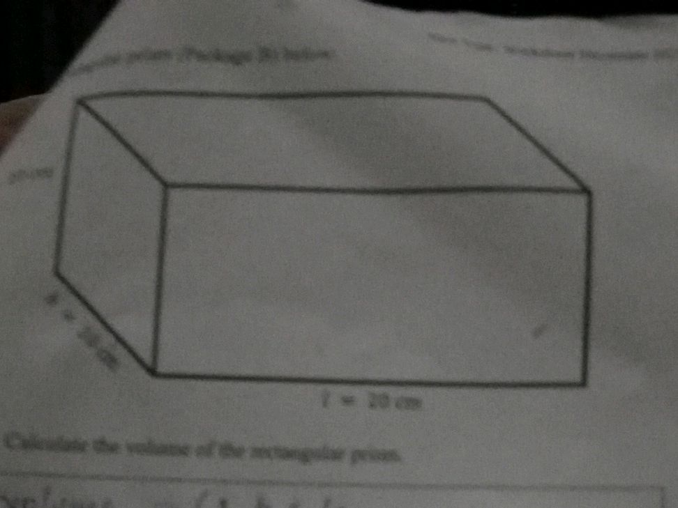 Calculate the volume of the rectangular