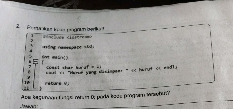 2. Perhatikan kode program berikut! ```cpp | StudyX