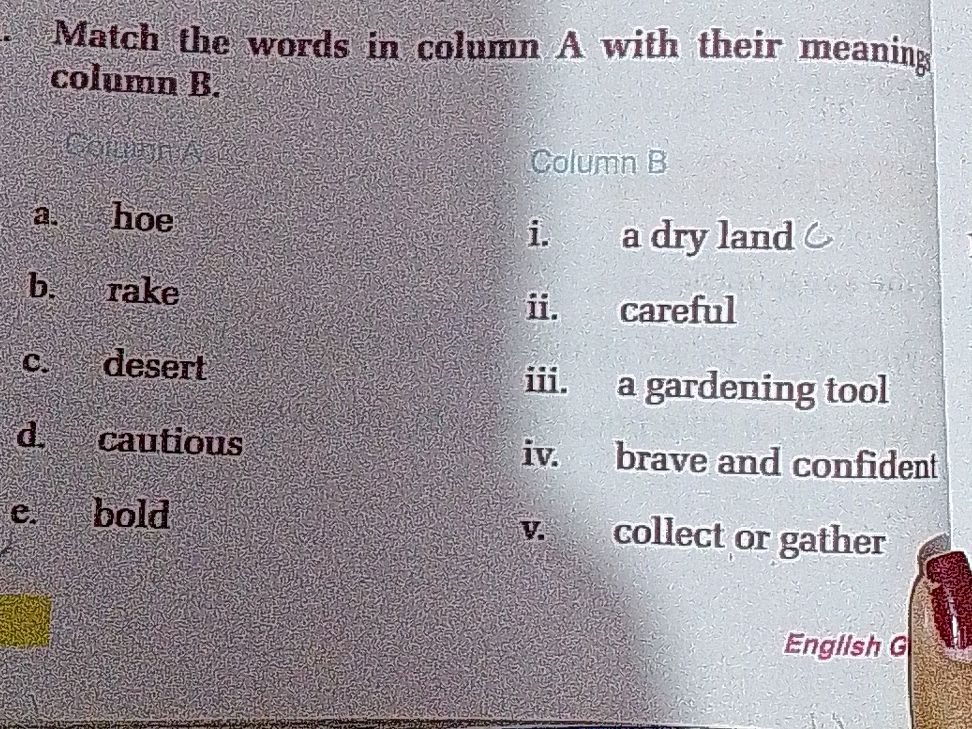 Match the words in column A with their | StudyX