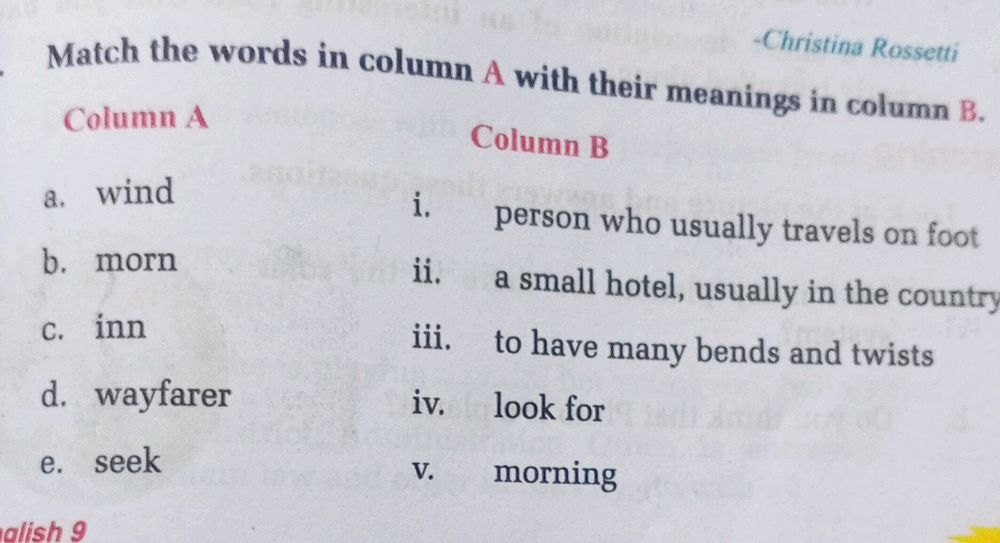 Match the words in column A with their | StudyX