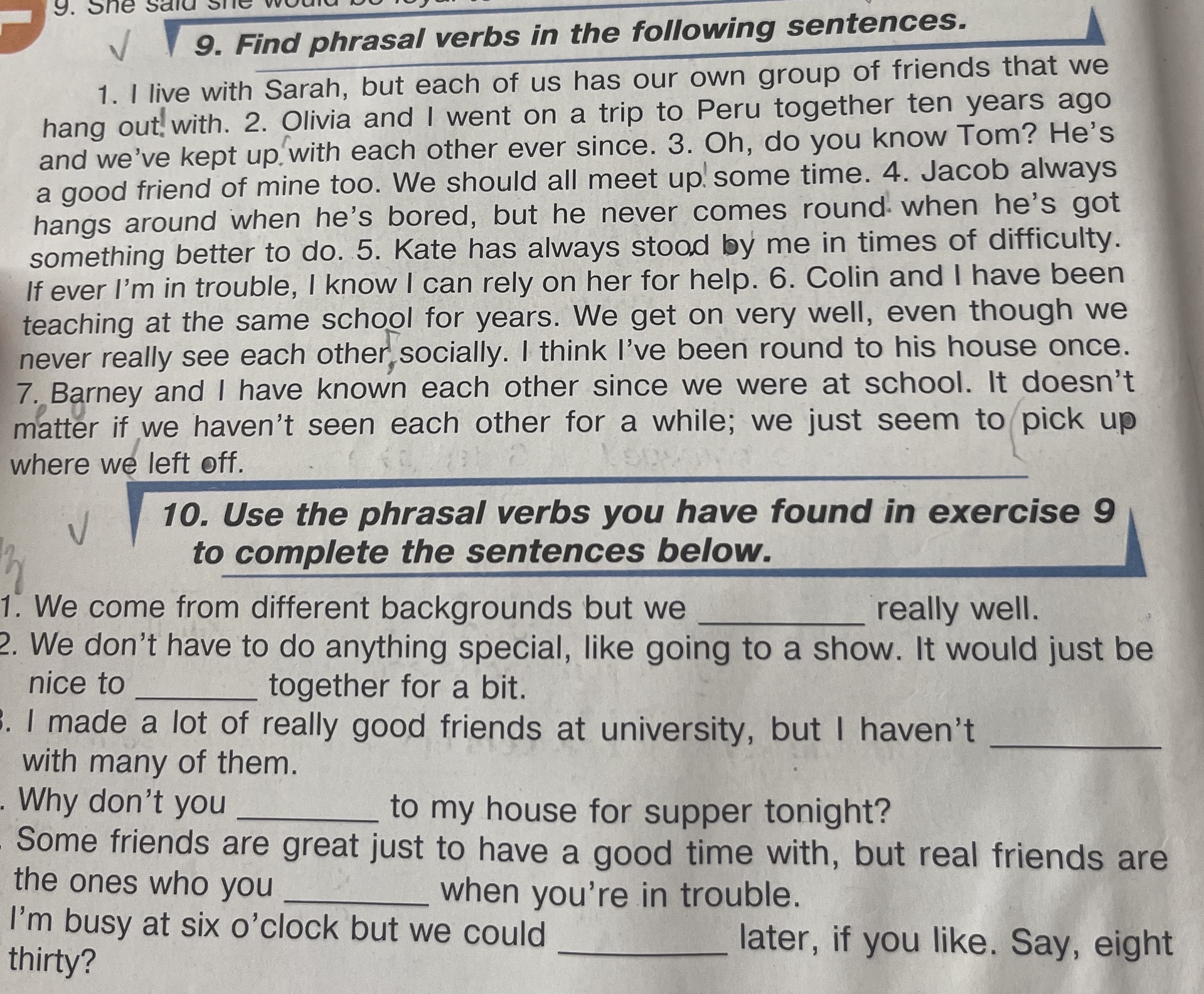 9. Find phrasal verbs in the following | StudyX