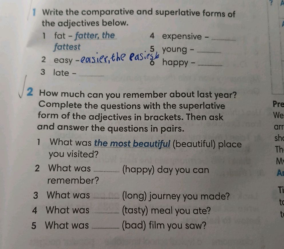 1 Write the comparative and superlative | StudyX