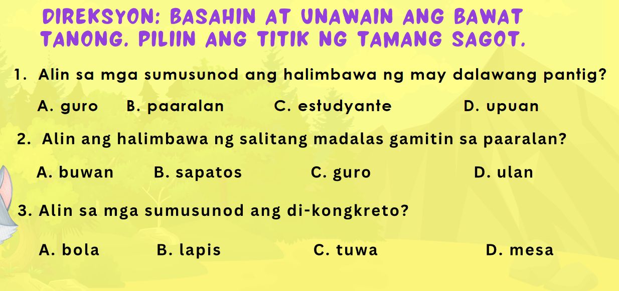 DIREKSYON: BASAHIN AT UNAWAIN ANG BAWAT | StudyX