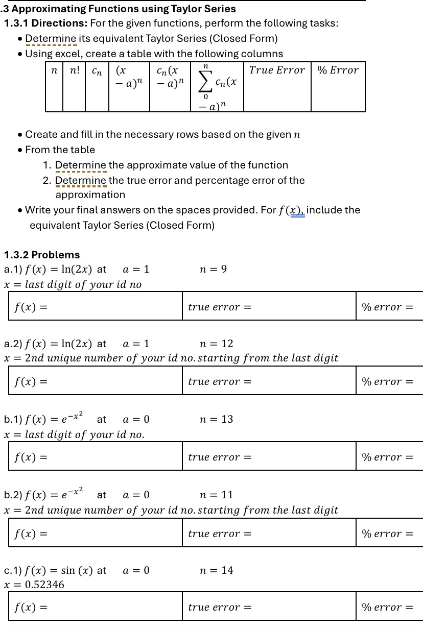 . 3 Approximating Functions using Taylor | StudyX