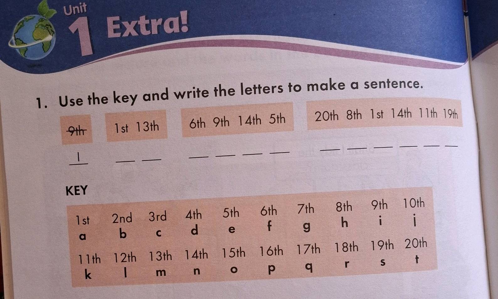 1. Use the key and write the letters to make | StudyX