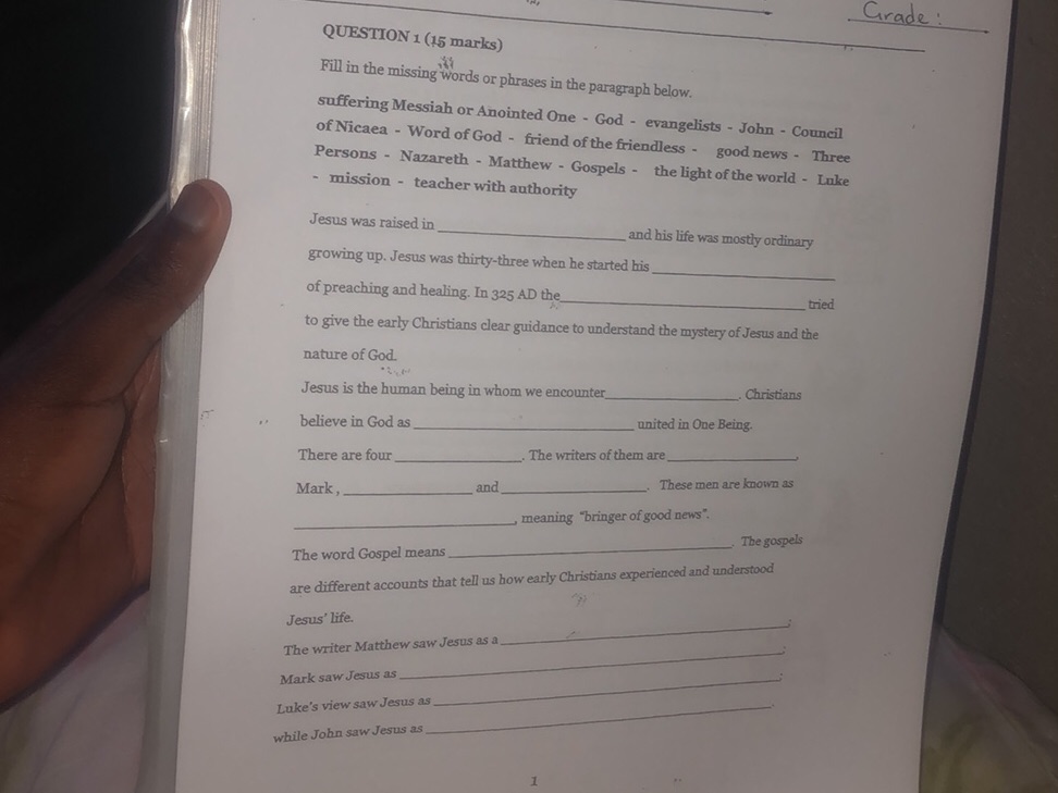 QUESTION 1 (15 marks) Fill in the missing | StudyX