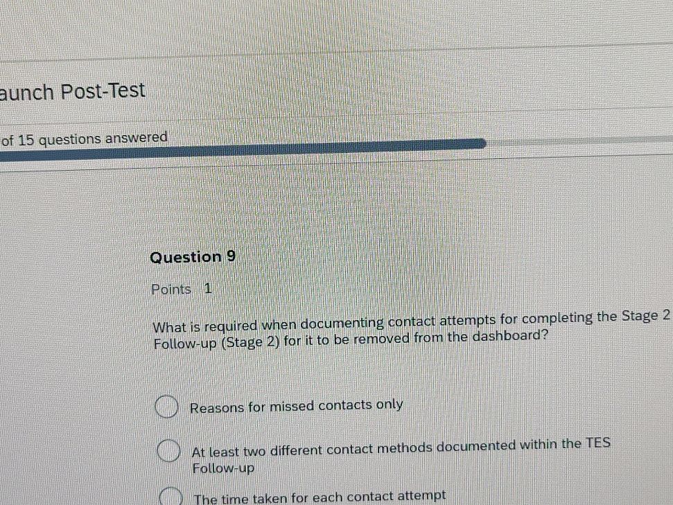 Contact Attempt Note Question 9 Points 1 What is required when