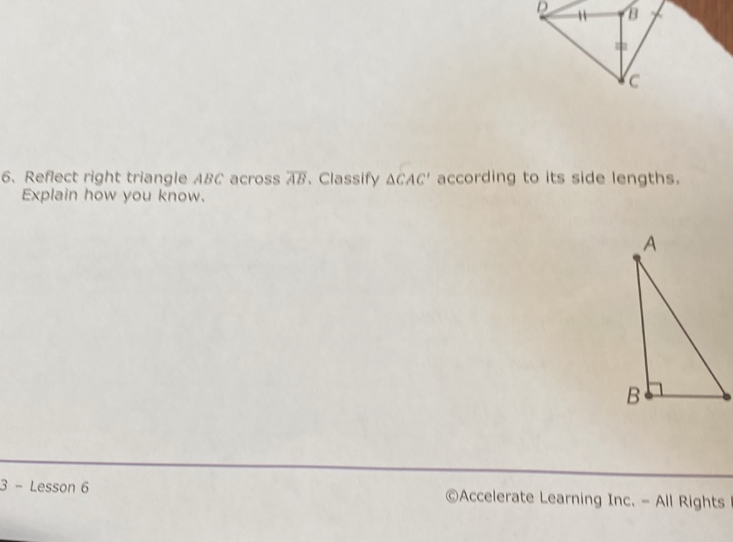 6. Reflect right triangle ABC across $ | StudyX