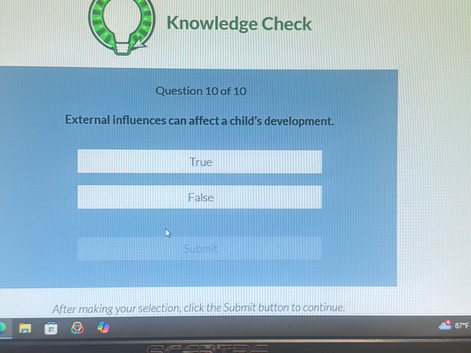 Knowledge Check Question 10 of 10 External | StudyX