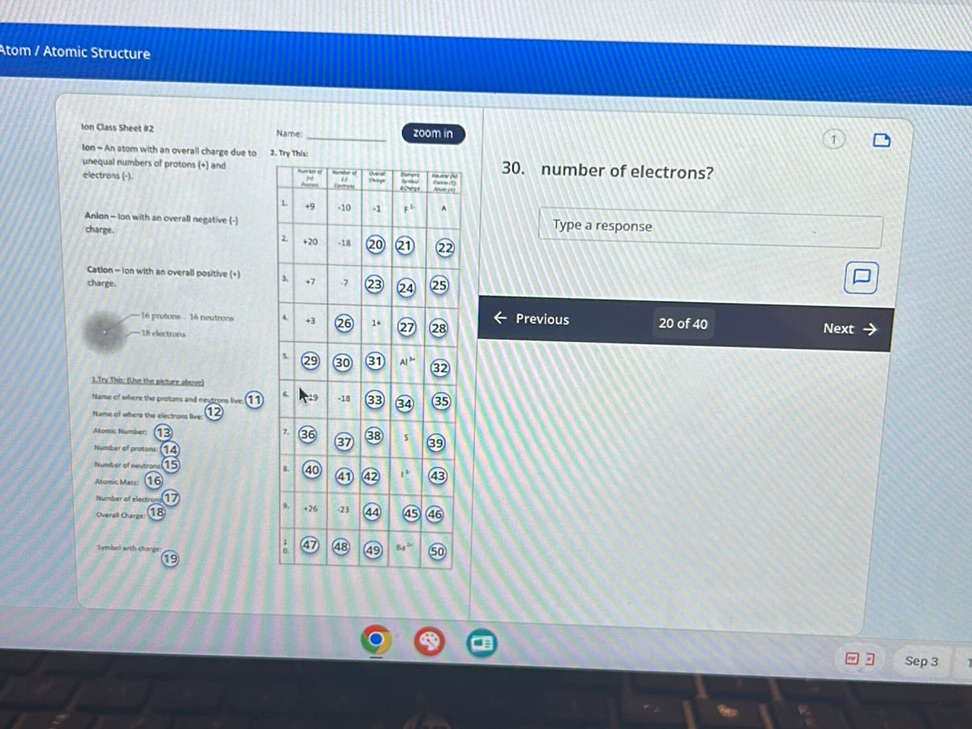 Ion Class Sheet #2 Ion—An atom with an | StudyX