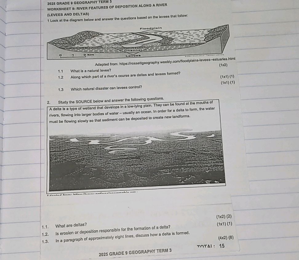 2025 GRADE 9 GEOGRAPHY TERM 3 WORKSHEET 9: | StudyX