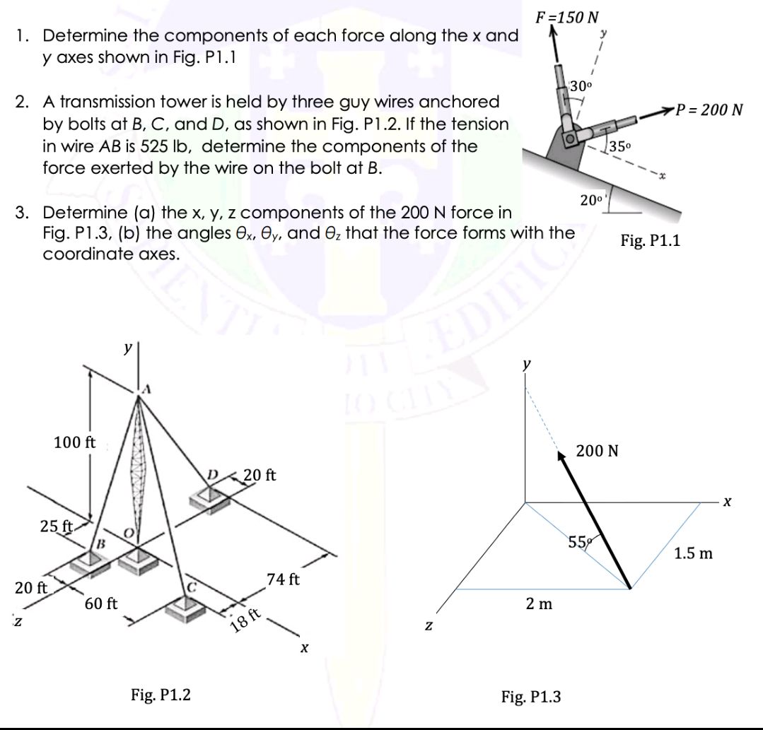1. Determine the components of each force | StudyX