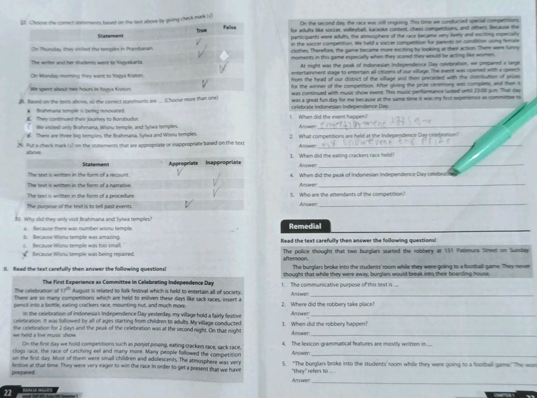 22. Choose the correct statements based on | StudyX