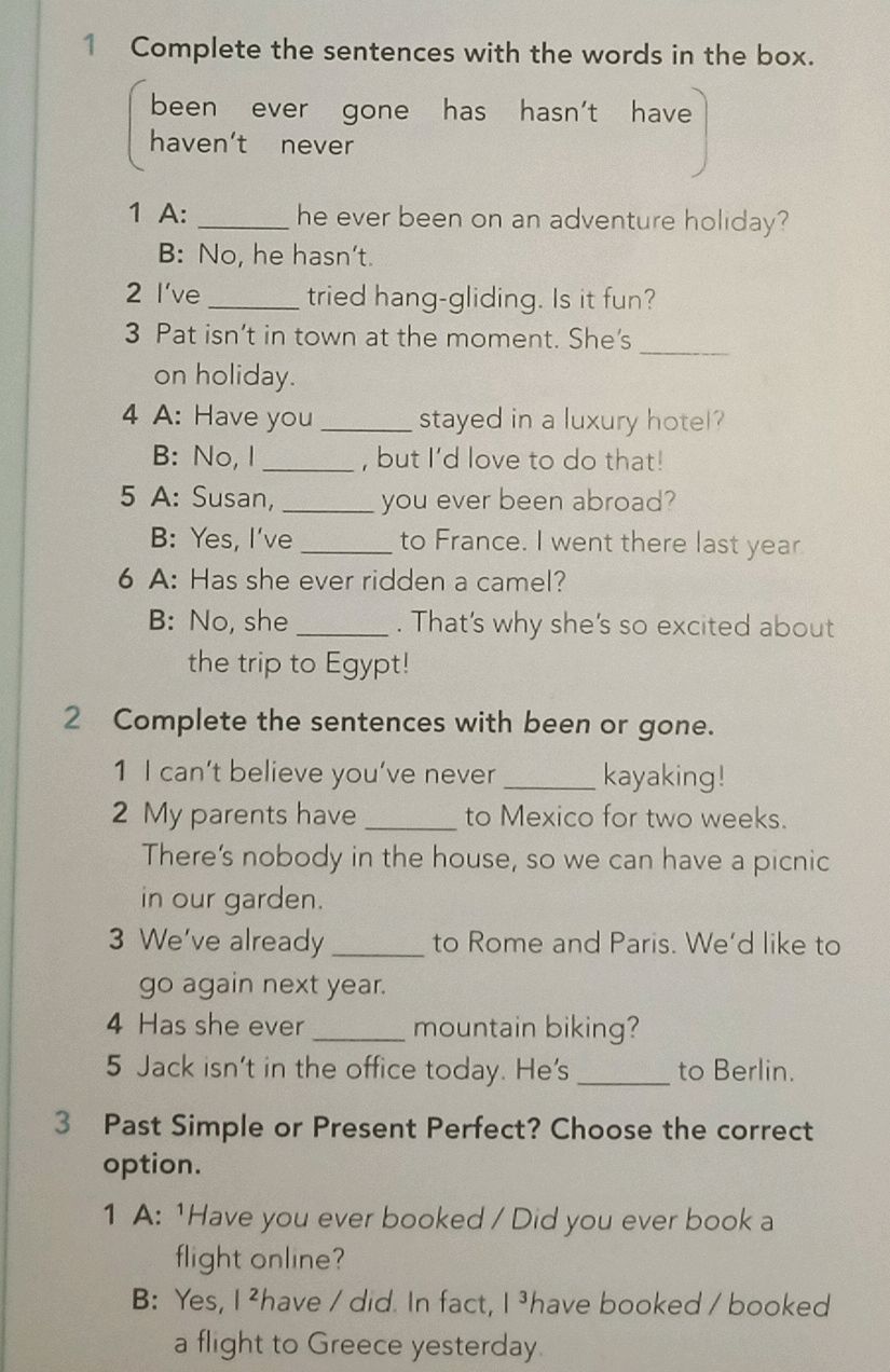 1 Complete the sentences with the words in | StudyX