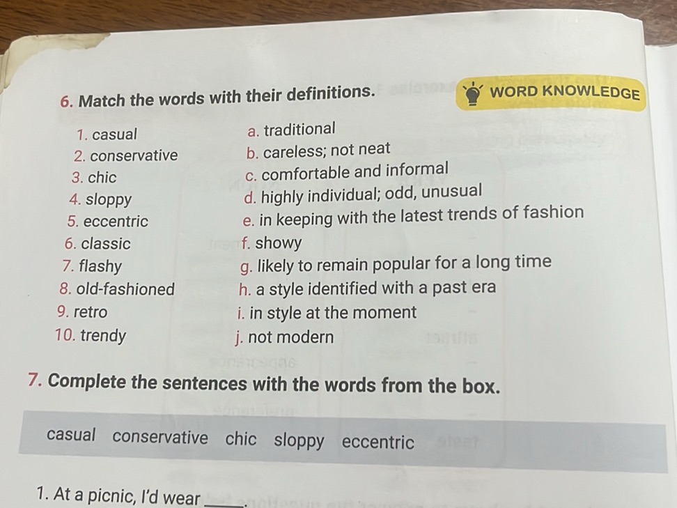6. Match the words with their definitions. | StudyX