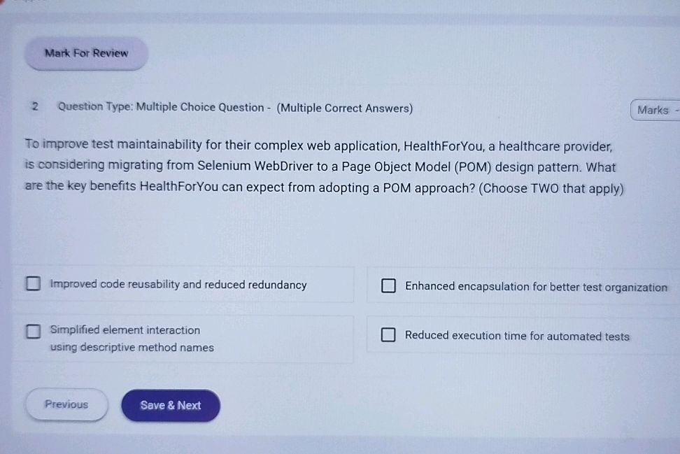 2 Question Type: Multiple Choice Question - | StudyX